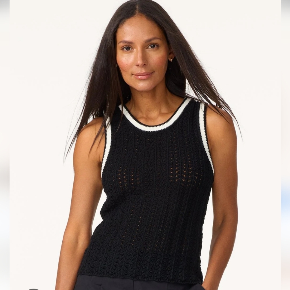 Nwt STYLUS crochet Knit Tank Top Blzck Grunge Granola Boho Feminine Preppy